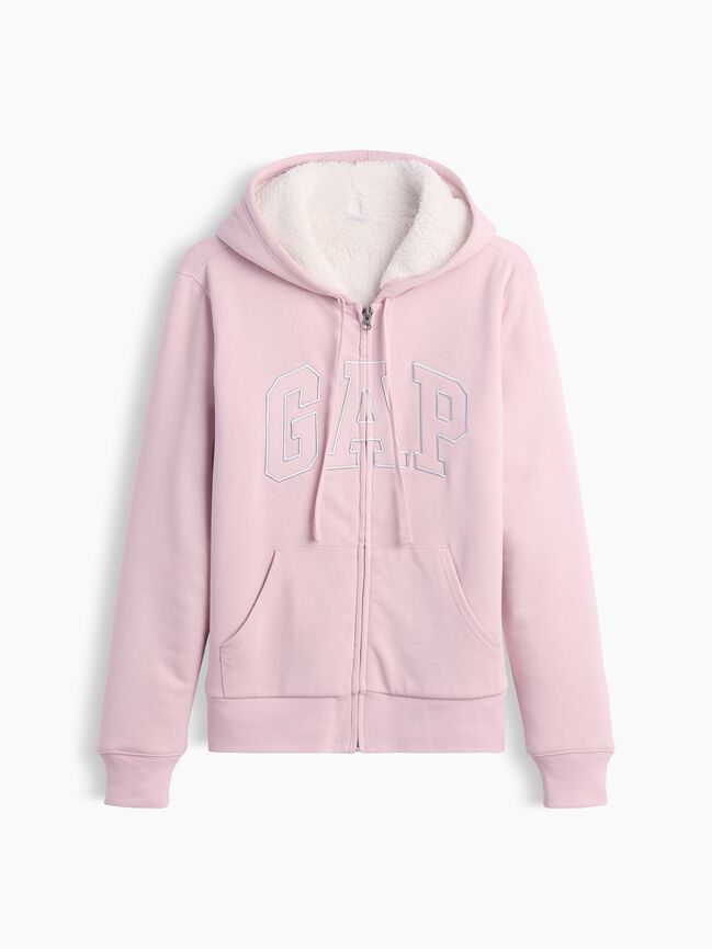 Relaxed Gap Logo Sherpa-Lined Zip Hoodie relaxed gap logo sherpa lined zip hoodie