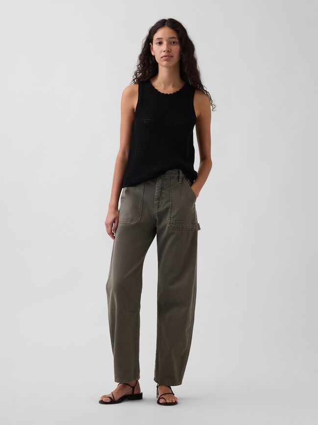 Mid Rise Barrel Utility Ankle Pants gap mid rise barrel utility ankle pants