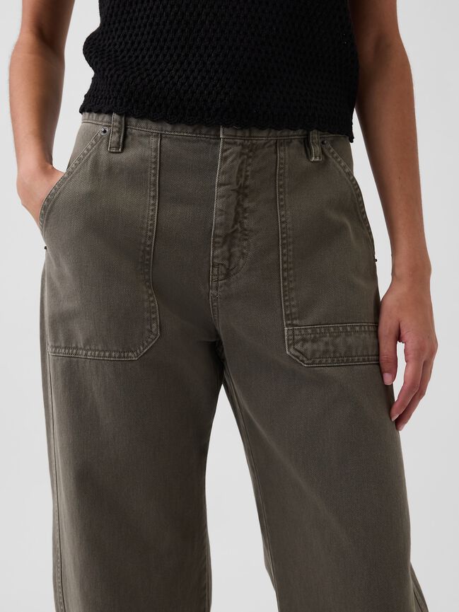 Mid Rise Barrel Utility Ankle Pants gap mid rise barrel utility ankle pants