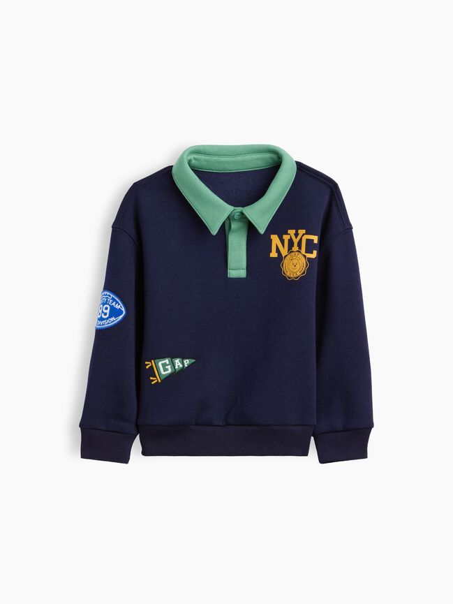 Baby & Toddler VintageSoft Varsity Logo Polo Sweatshirt gap baby toddler vintagesoft varsity logo polo sweatshirt