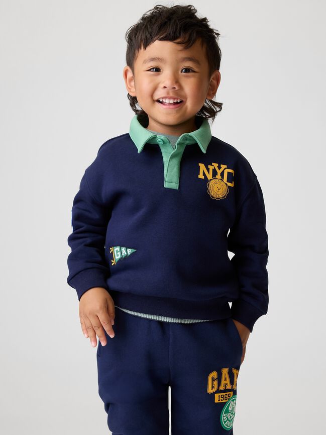 Baby & Toddler VintageSoft Varsity Logo Polo Sweatshirt gap baby toddler vintagesoft varsity logo polo sweatshirt