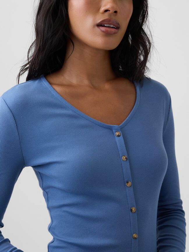Fitted Ribbed V-Neck Top gap fitted ribbed v neck top