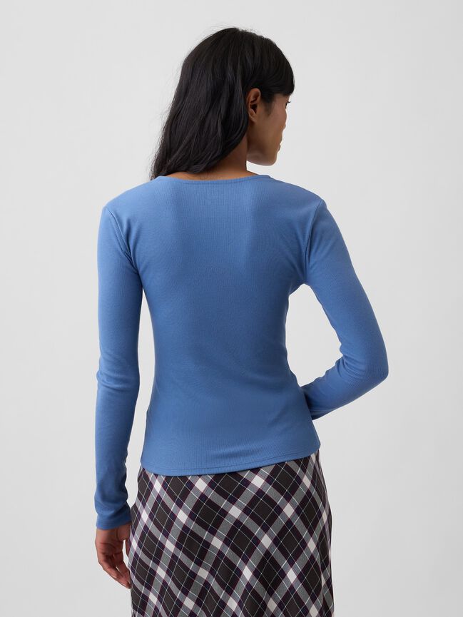 Fitted Ribbed V-Neck Top gap fitted ribbed v neck top