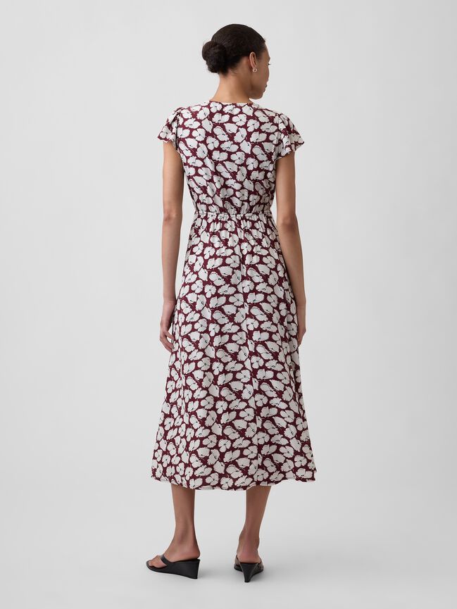 Flutter Sleeve V-Neck Midi Dress gap flutter sleeve v neck midi dress