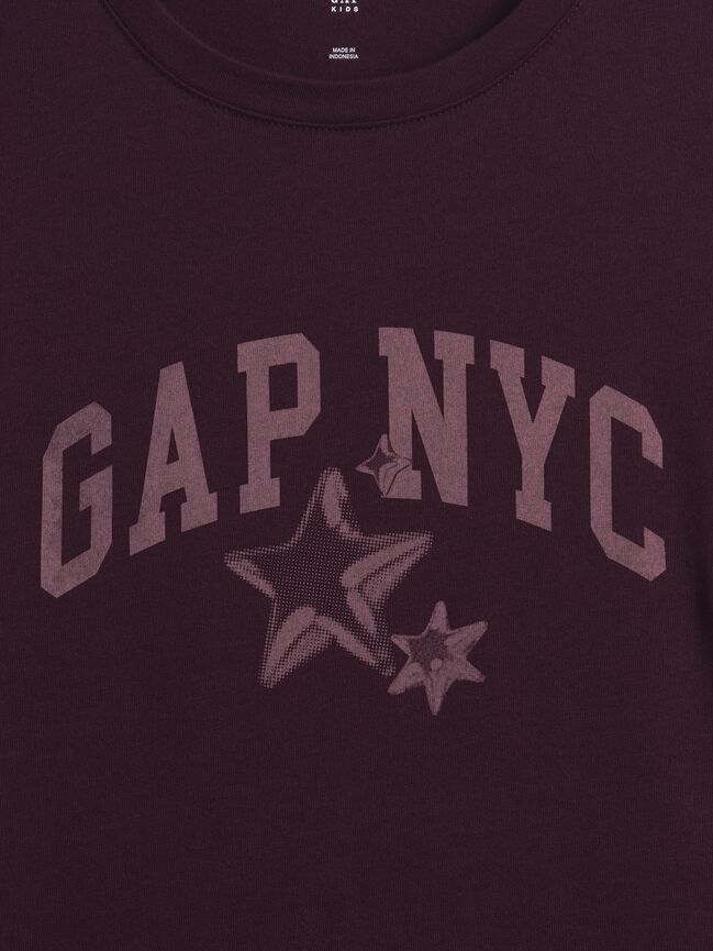 تي شيرت مطبوع بالشعار للأطفال gap تي شيرت مطبوع بالشعار للأطفال