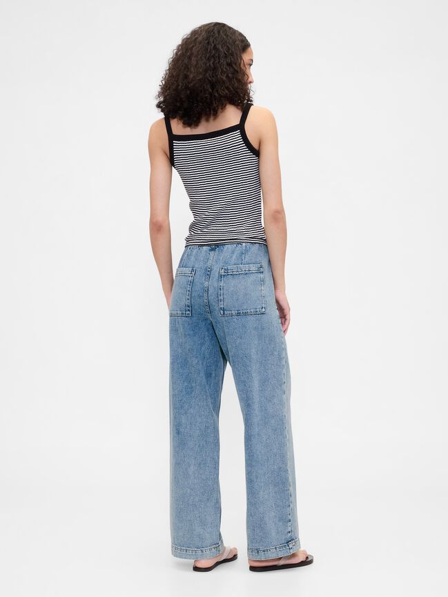 High Rise Pull-On Wide-Leg Jeans gap high rise pull on wide leg jeans