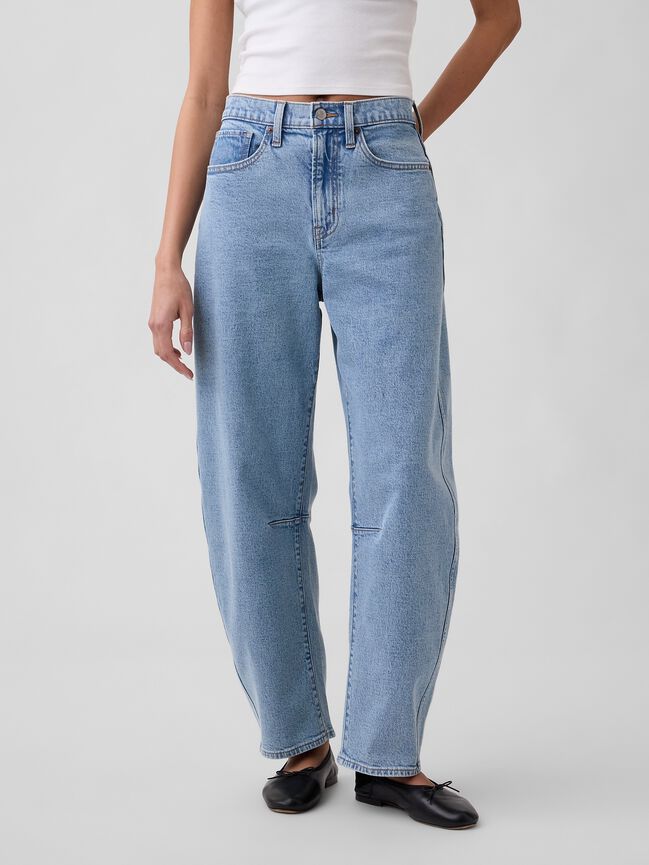 High Rise Barrel Jeans gap high rise barrel jeans