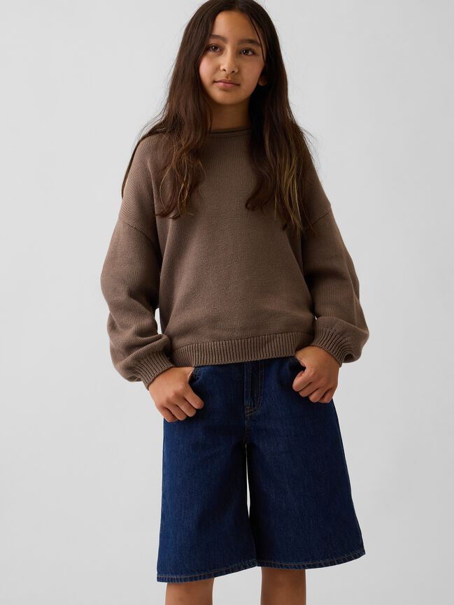 بلوفر أوفرسايز برقبة مطوية للأطفال gap بلوفر أوفرسايز برقبة مطوية للأطفال
