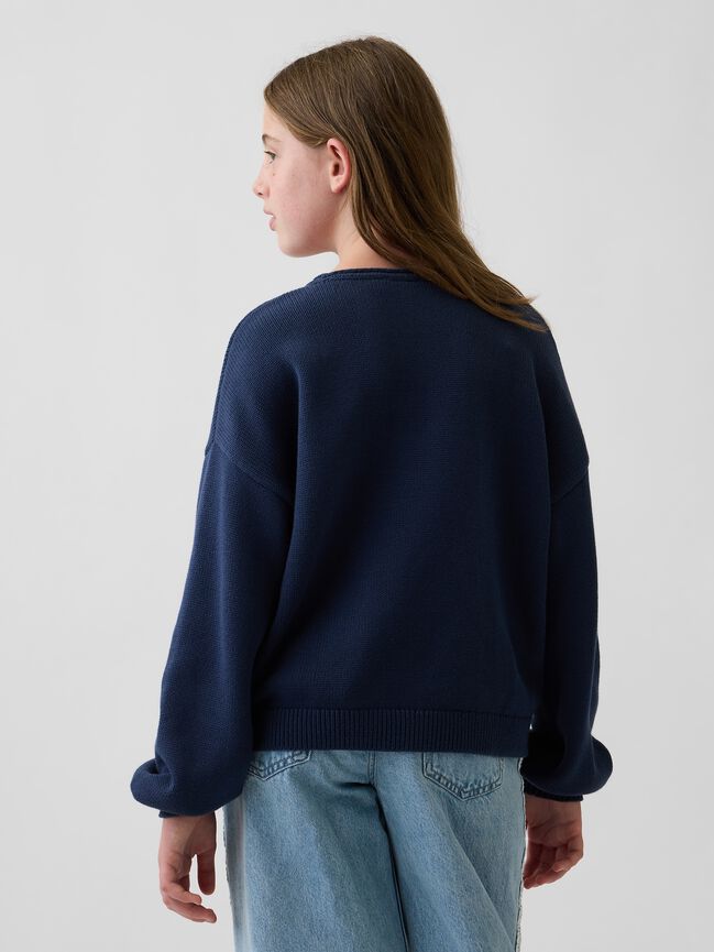 بلوفر أوفرسايز برقبة مطوية للأطفال gap بلوفر أوفرسايز برقبة مطوية للأطفال