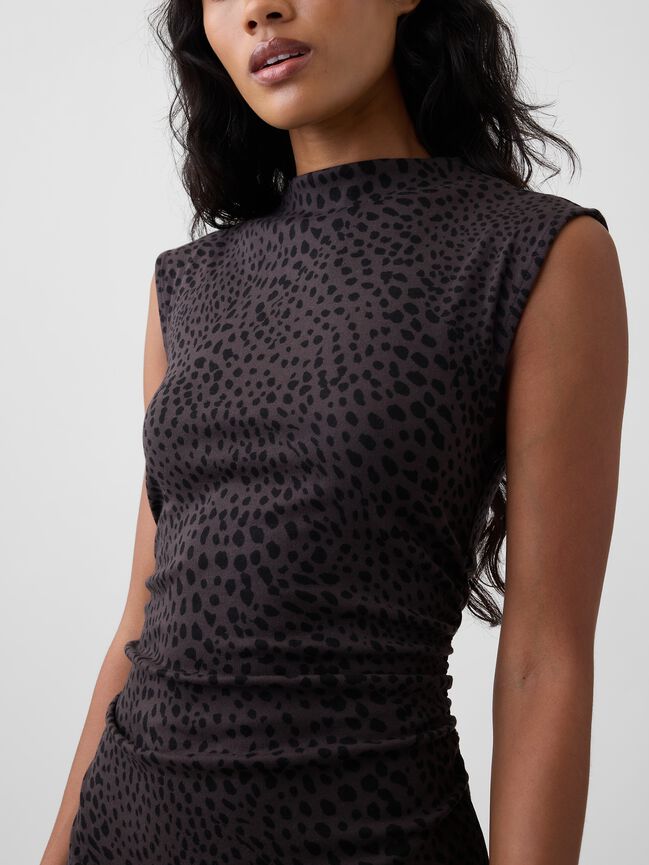 Modern Ribbed Sleeveless Mockneck Midi Dress gap modern ribbed sleeveless mockneck midi dress