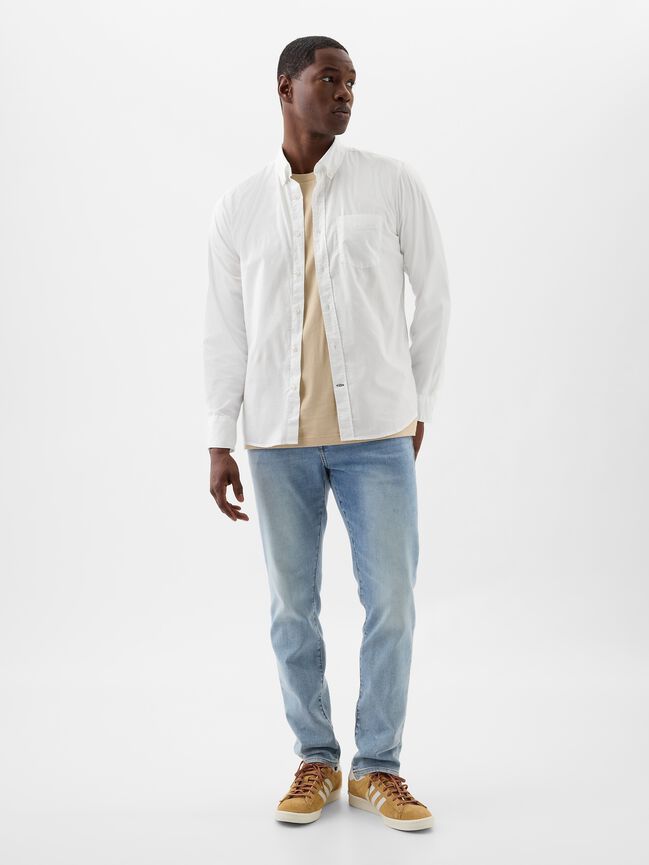 Stretch Poplin Shirt in Standard Fit gap stretch poplin shirt in standard fit