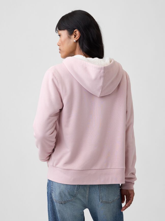 Relaxed Gap Logo Sherpa-Lined Zip Hoodie relaxed gap logo sherpa lined zip hoodie