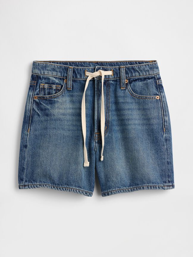 High Rise SuperSoft Drawstring Denim Shorts gap high rise supersoft drawstring denim shorts