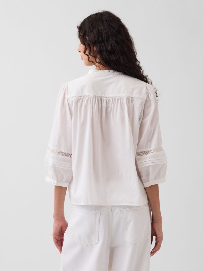 Lace-Trim Button-Front Swing Top gap lace trim button front swing top