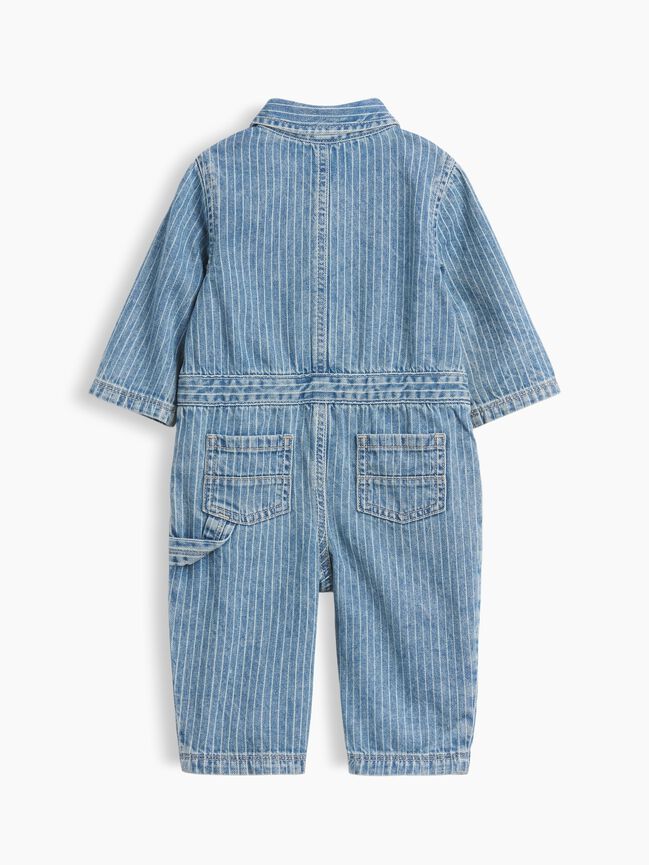 Baby Denim Stripe Utility One-Piece gap baby denim stripe utility one piece