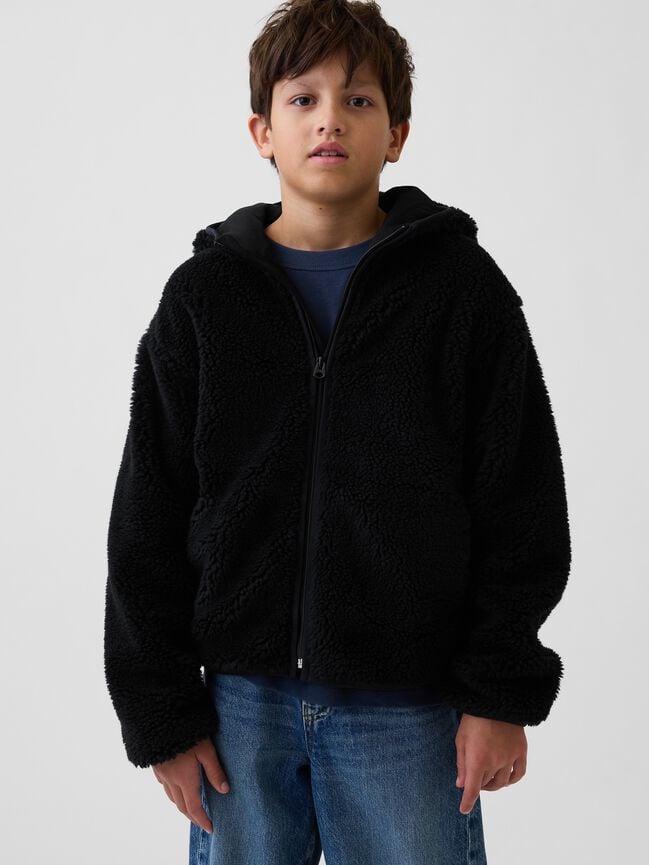 Kids Sherpa Hooded Zip Jacket gap kids sherpa hooded zip jacket