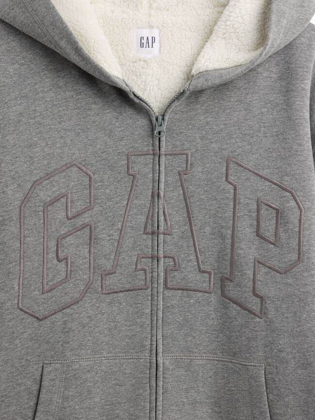 Relaxed Gap Logo Sherpa-Lined Zip Hoodie relaxed gap logo sherpa lined zip hoodie