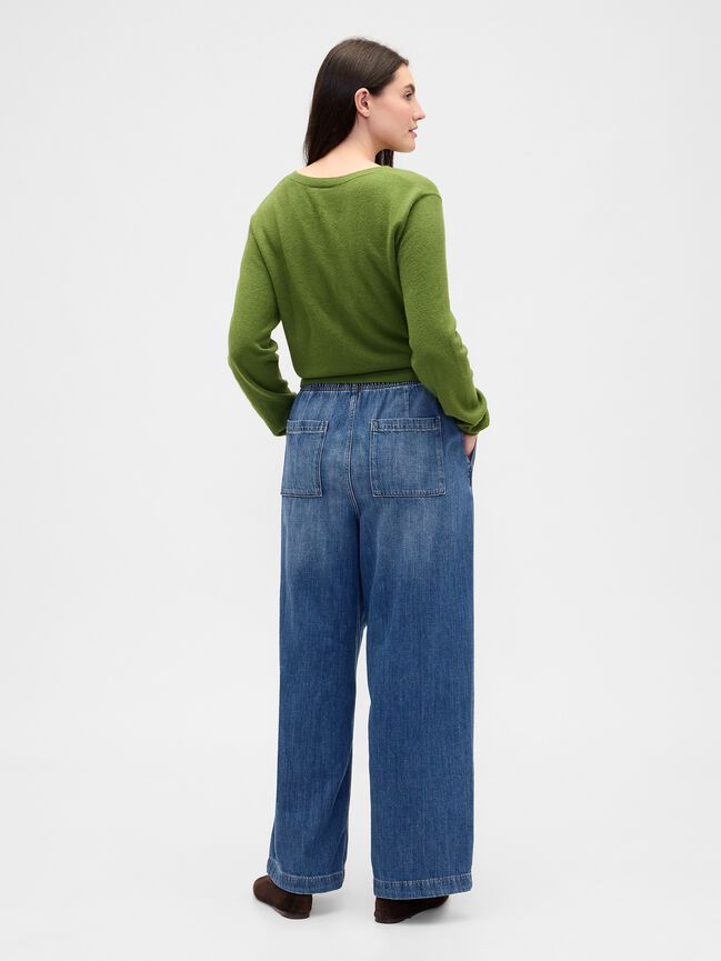 High Rise Easy Wide-Leg Jeans gap high rise easy wide leg jeans