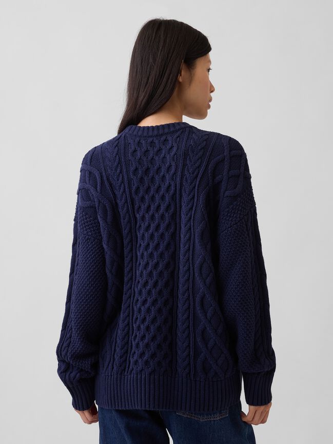 100% Cotton Cable-Knit Oversized Sweater gap 100 cotton cable knit oversized sweater