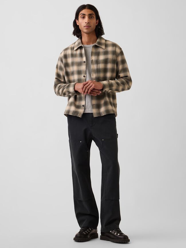 Relaxed Straight-Hem Flannel Shirt gap relaxed straight hem flannel shirt