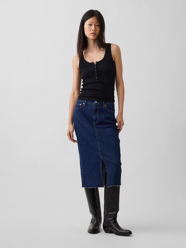 Denim Midi Pencil Skirt gap denim midi pencil skirt