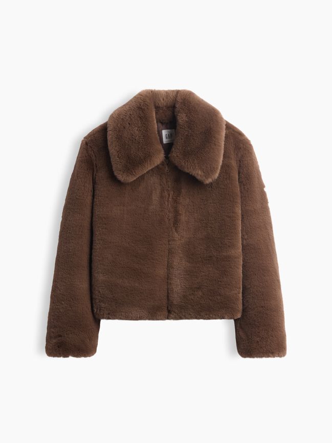 100% Recycled Relaxed Faux-Fur Jacket gap 100 recycled relaxed faux fur jacket