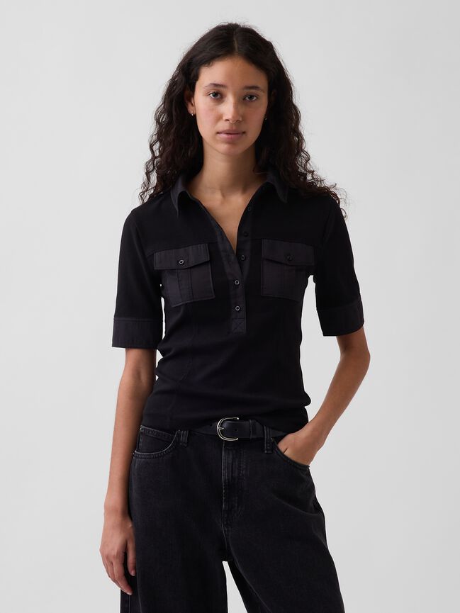 Modern Elbow-Sleeve Utility T-Shirt gap modern elbow sleeve utility t shirt