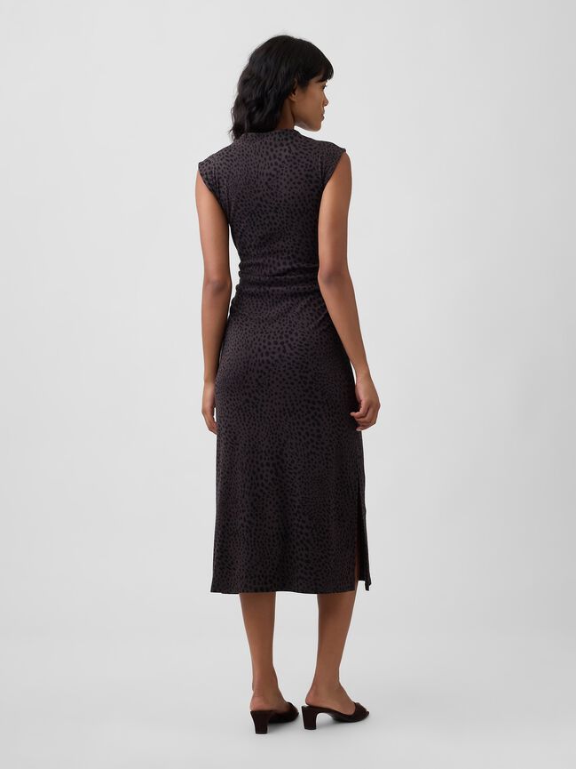 Modern Ribbed Sleeveless Mockneck Midi Dress gap modern ribbed sleeveless mockneck midi dress
