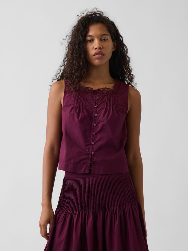 Poplin Pintuck Shell Top gap poplin pintuck shell top