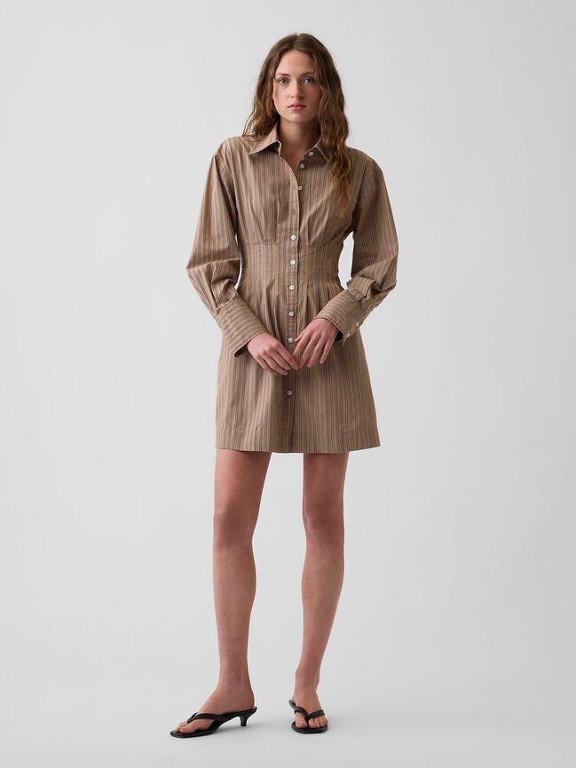 Organic Cotton Pleated Mini Shirtdress gap organic cotton pleated mini shirtdress