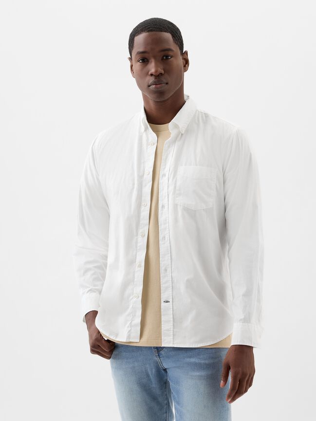 Stretch Poplin Shirt in Standard Fit gap stretch poplin shirt in standard fit