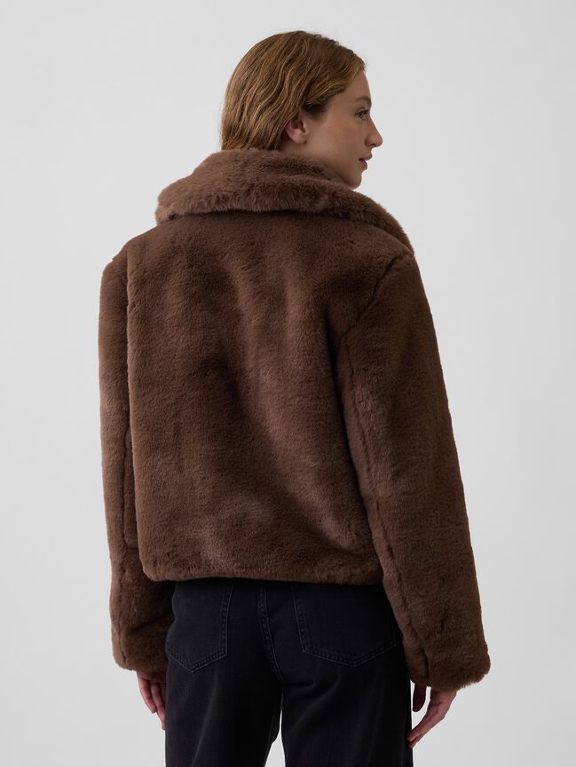 100% Recycled Relaxed Faux-Fur Jacket gap 100 recycled relaxed faux fur jacket