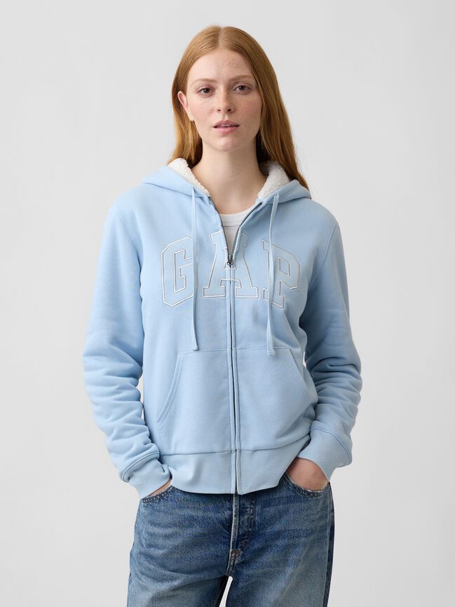 Relaxed Gap Logo Sherpa-Lined Zip Hoodie relaxed gap logo sherpa lined zip hoodie