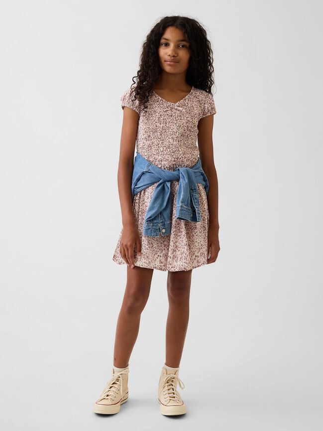 Kids Smocked Print Dress gap kids smocked print dress
