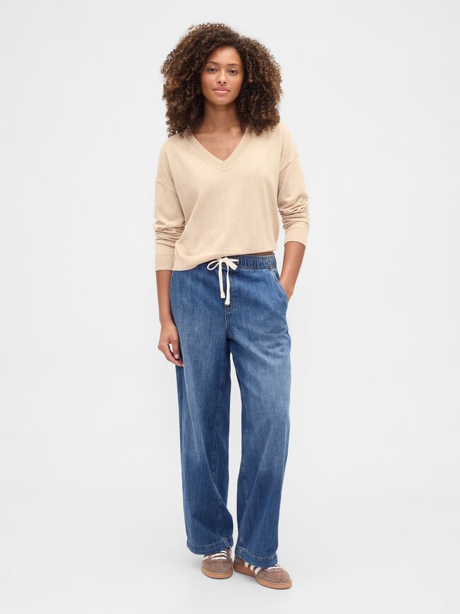 High Rise Easy Wide-Leg Jeans gap high rise easy wide leg jeans