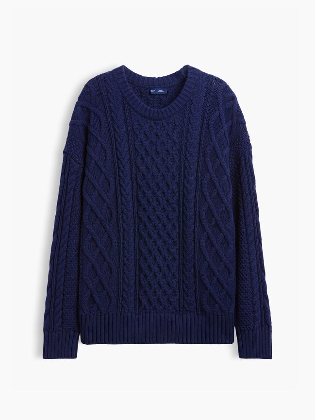 100% Cotton Cable-Knit Oversized Sweater gap 100 cotton cable knit oversized sweater