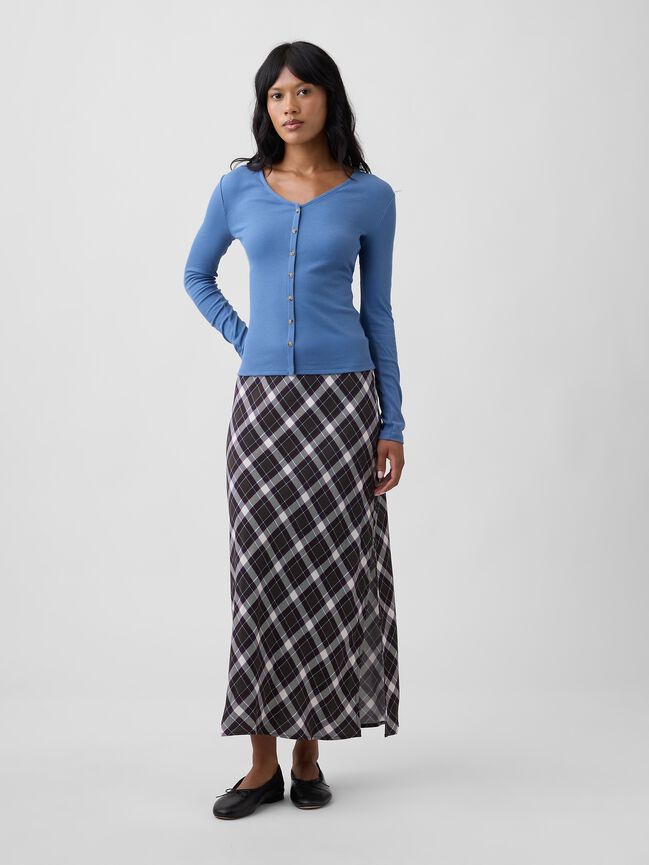Fitted Ribbed V-Neck Top gap fitted ribbed v neck top