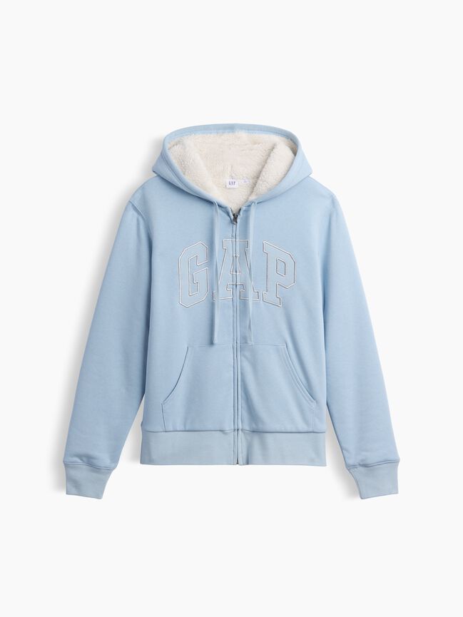 Relaxed Gap Logo Sherpa-Lined Zip Hoodie relaxed gap logo sherpa lined zip hoodie