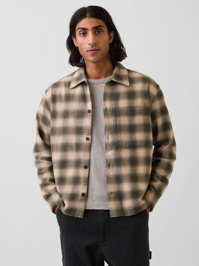 Relaxed Straight-Hem Flannel Shirt gap relaxed straight hem flannel shirt