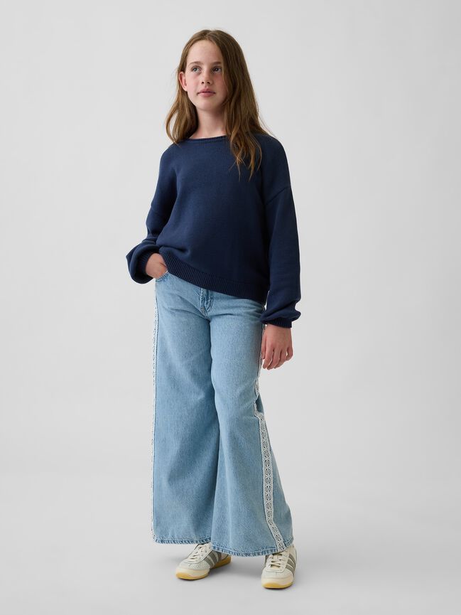 بلوفر أوفرسايز برقبة مطوية للأطفال gap بلوفر أوفرسايز برقبة مطوية للأطفال