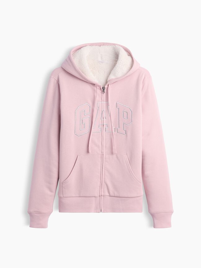 Relaxed Gap Logo Sherpa-Lined Zip Hoodie relaxed gap logo sherpa lined zip hoodie