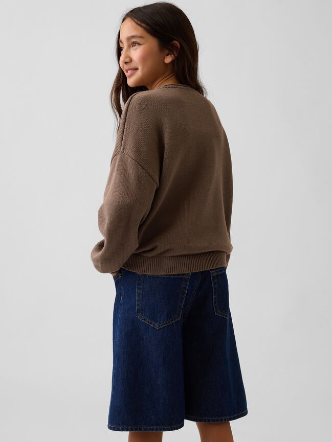 بلوفر أوفرسايز برقبة مطوية للأطفال gap بلوفر أوفرسايز برقبة مطوية للأطفال