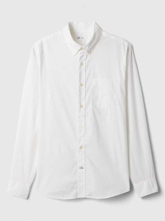 Stretch Poplin Shirt in Standard Fit gap stretch poplin shirt in standard fit
