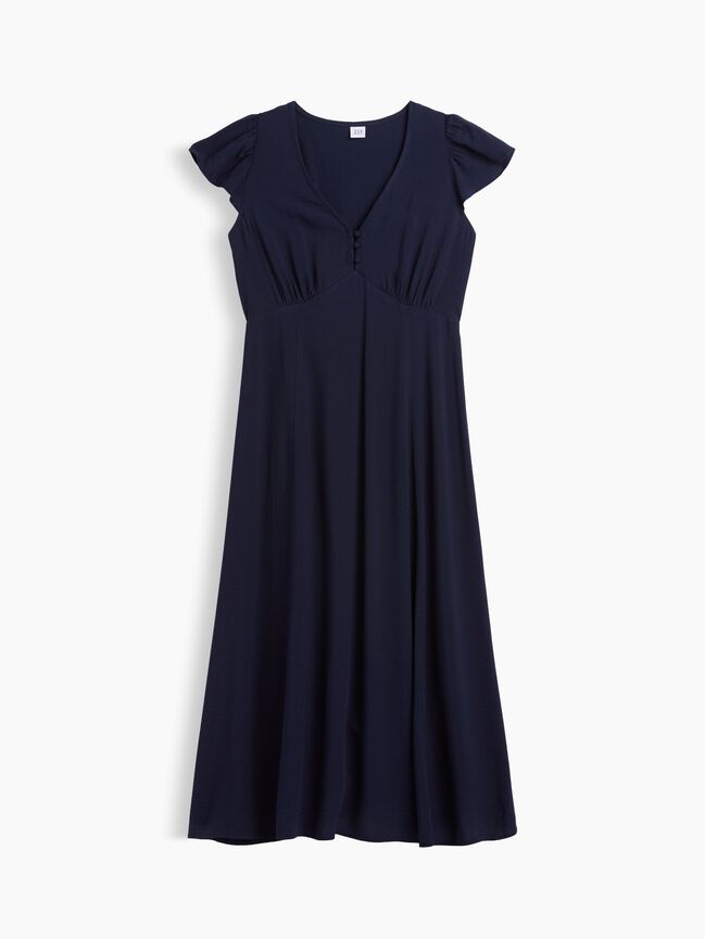 Flutter Sleeve V-Neck Midi Dress gap flutter sleeve v neck midi dress