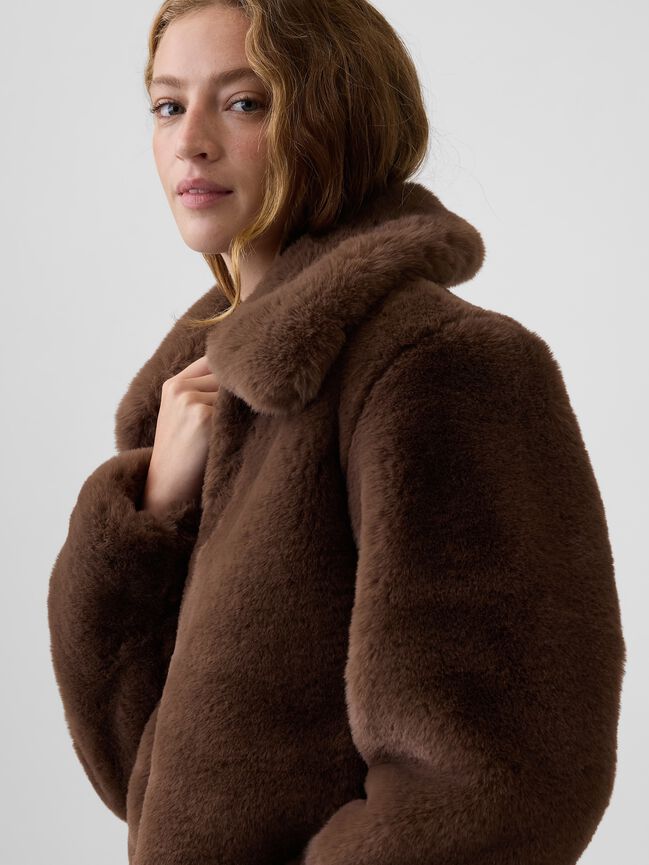 100% Recycled Relaxed Faux-Fur Jacket gap 100 recycled relaxed faux fur jacket