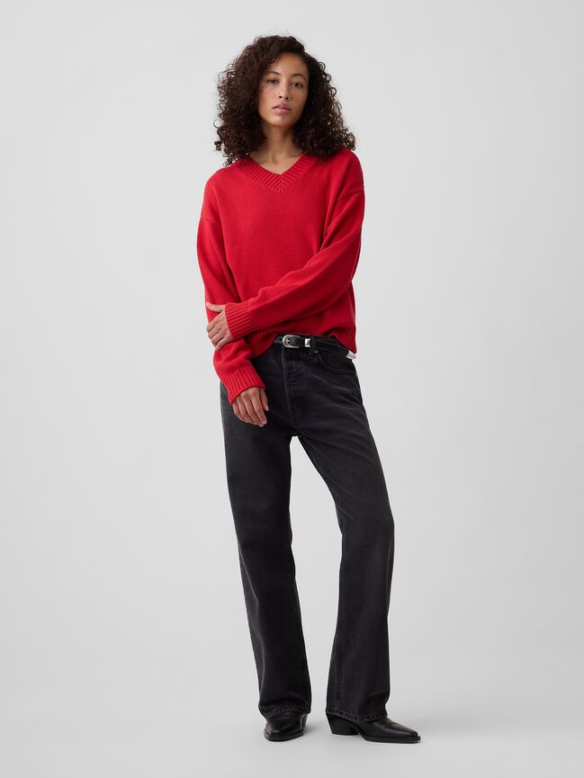 Oversized V-Neck Sweater gap oversized v neck sweater
