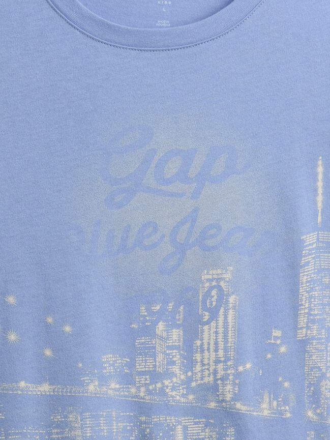 تي شيرت مطبوع بالشعار للأطفال gap تي شيرت مطبوع بالشعار للأطفال