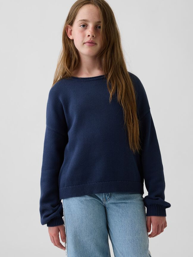 بلوفر أوفرسايز برقبة مطوية للأطفال gap بلوفر أوفرسايز برقبة مطوية للأطفال