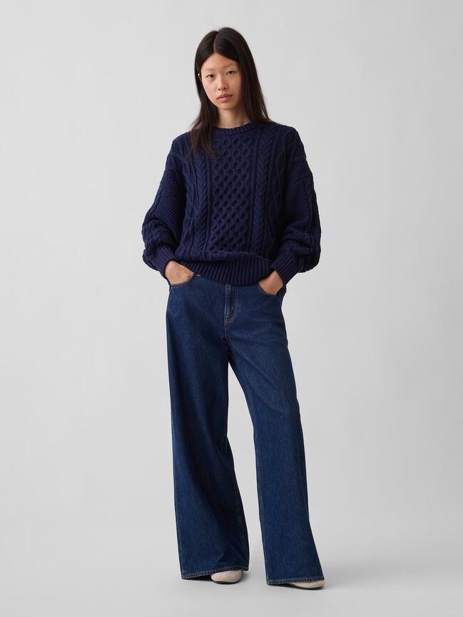 100% Cotton Cable-Knit Oversized Sweater gap 100 cotton cable knit oversized sweater