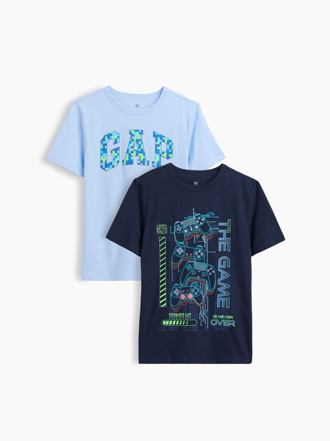 تي شيرت مطبوع للأطفال (عبوة من قطعتين) gap تي شيرت مطبوع للأطفال عبوة من قطعتين